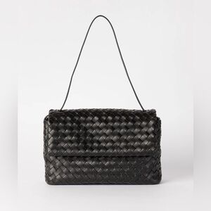 O My Bag Amsterdam Black Woven Leather Kenzie Shoulder Bag